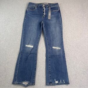 New Tractr  Bootcut Jeans Women’s Button Fly Hi-Rise Denim Ripped size 8 ~ 29‎